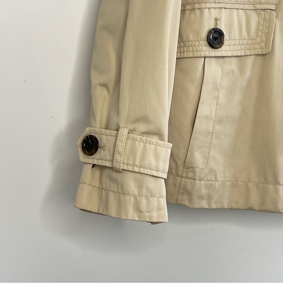 Lands End Double Breasted Short Trench Coat Jacket Neutral Tan Spring Coastal - Picture 7 of 10